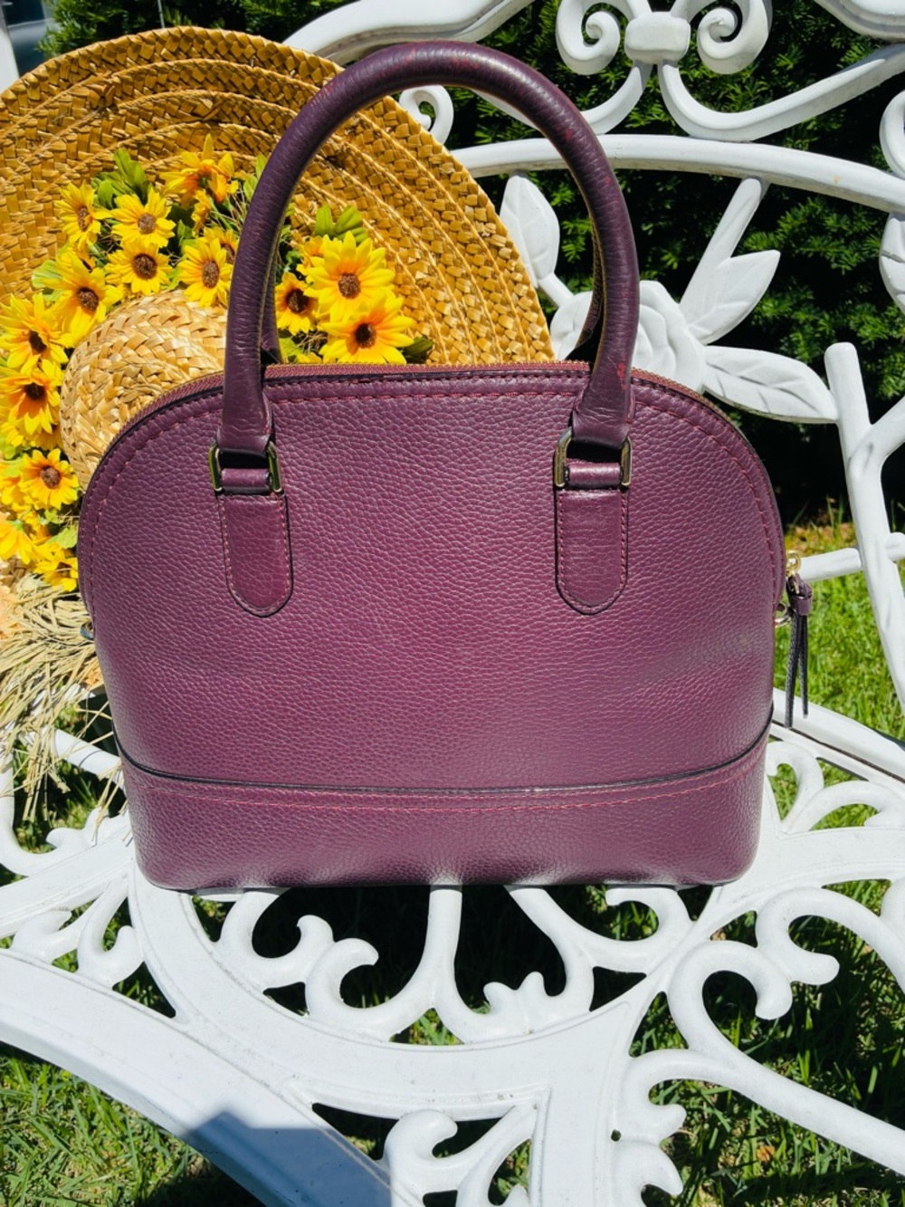Kate Spade Plum Pebbled Leather Dome Satchel with Tassel - Picture 6 of 12